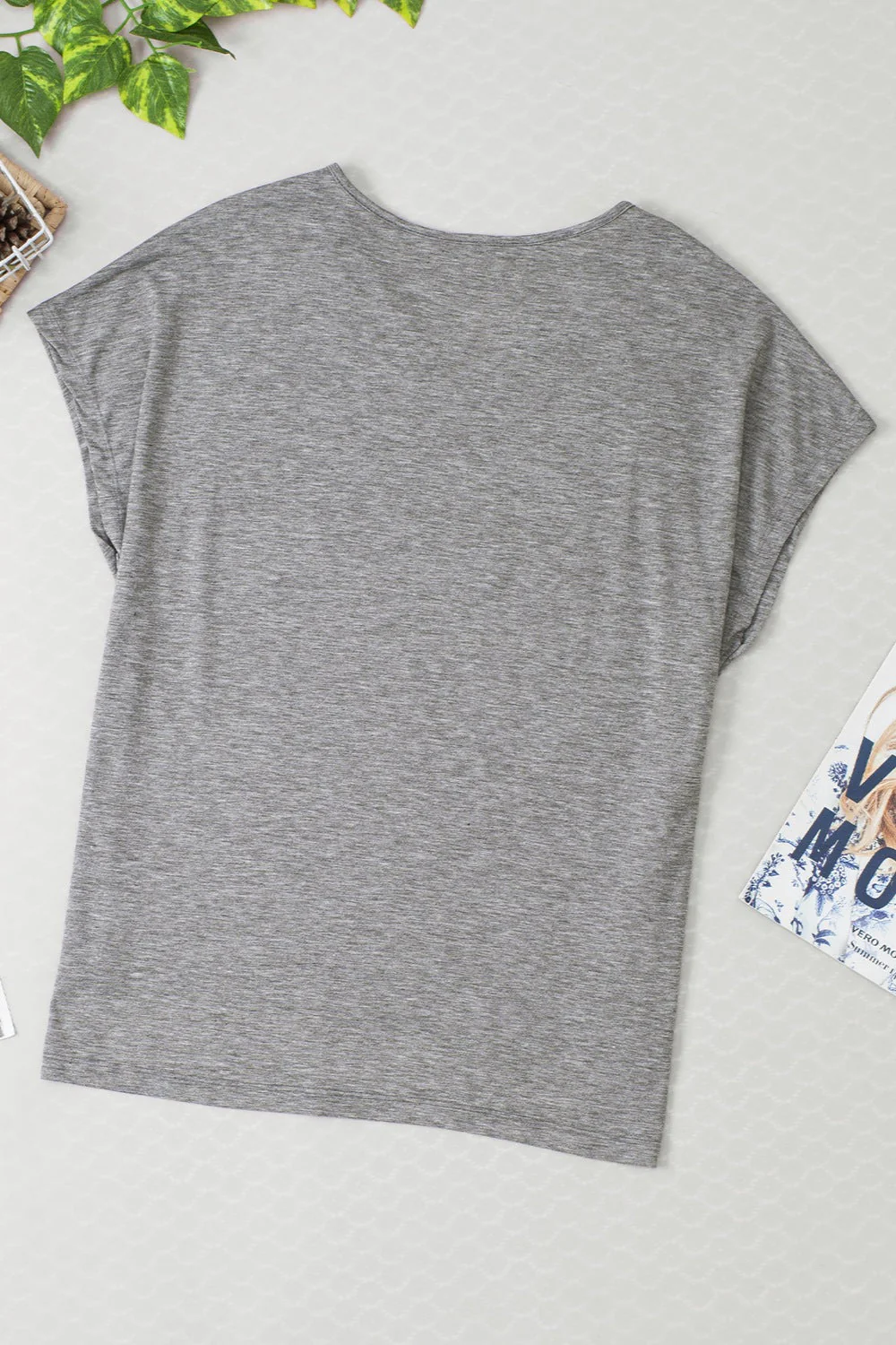 Heathered V-Neck Short Sleeve T-Shirt - Image 8