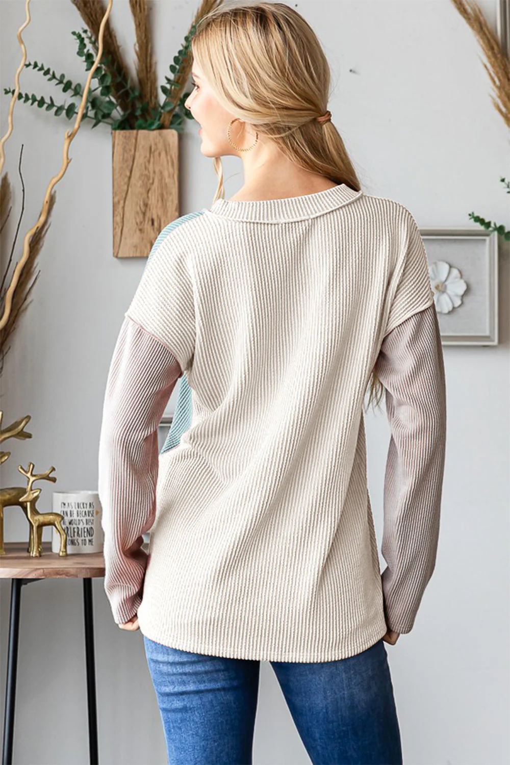 Heimish Color Block Exposed Seam Ribbed T-Shirt - Image 2