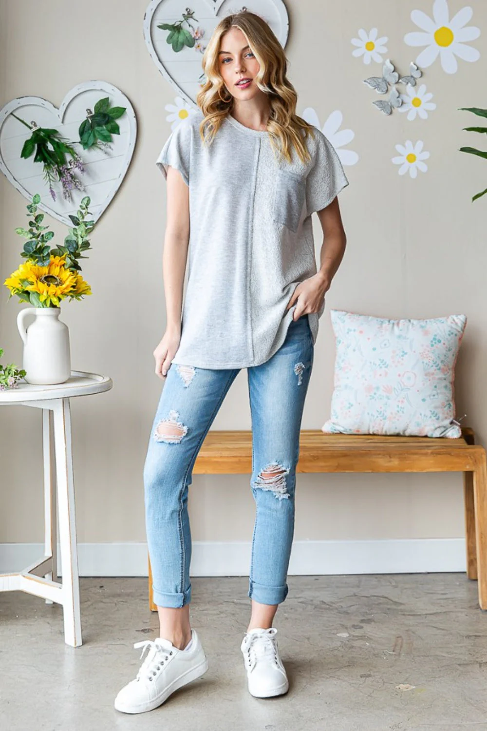 Heimish Full Size Pocketed Round Neck Short Sleeve T-Shirt - Image 6