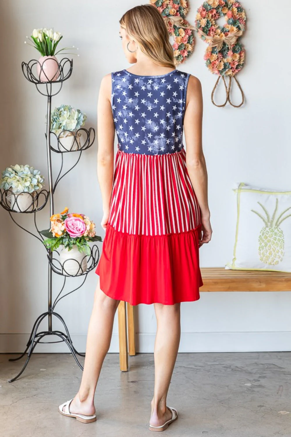 Heimish Full Size US Flag Theme Contrast Tank Dress - Image 2