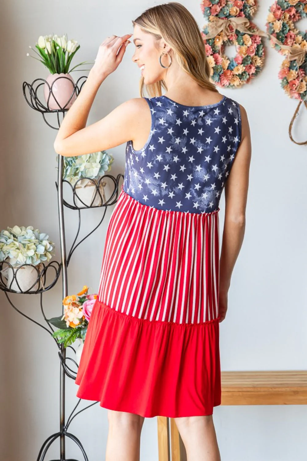 Heimish Full Size US Flag Theme Contrast Tank Dress - Image 5