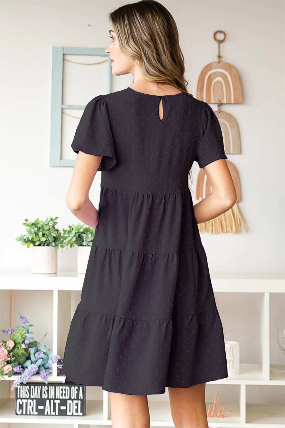 Heimish Swiss Dot Short Sleeve Tiered Dress - Image 2