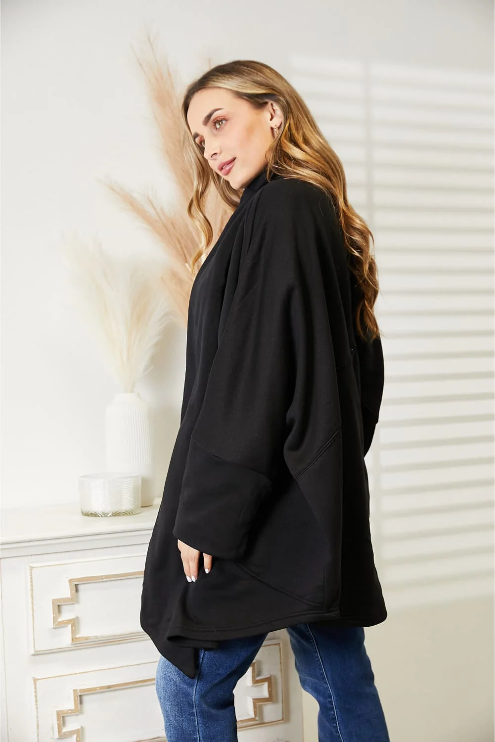 HEYSON Full Size Open Front Cardigan with Scarf Design - Image 2