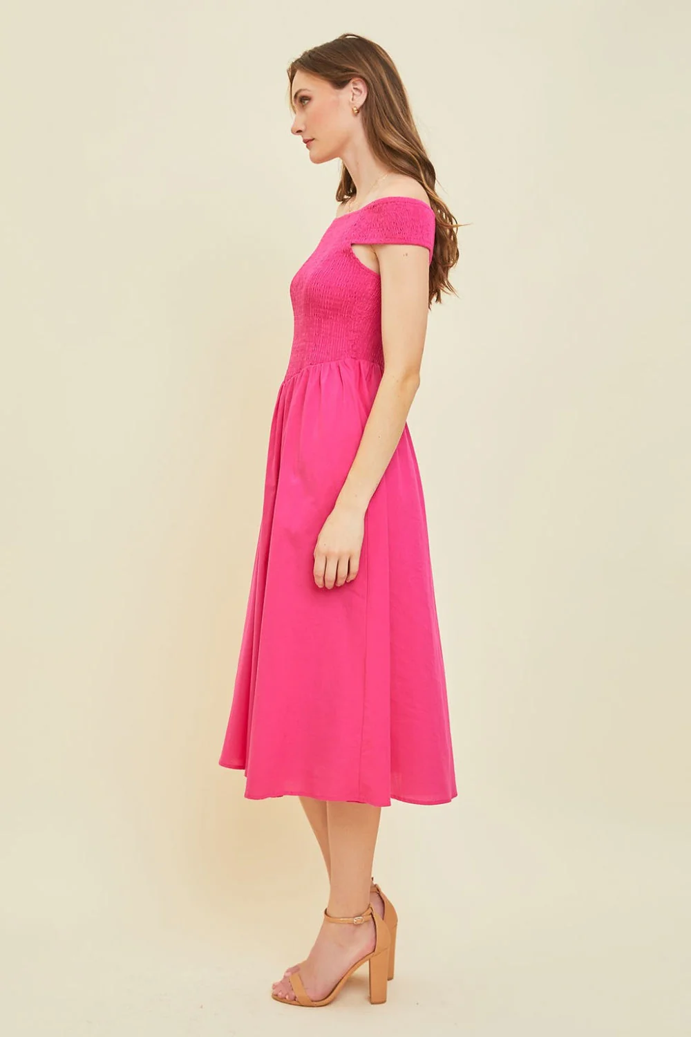HEYSON Off-Shoulder Smocked Midi Dress - Image 3