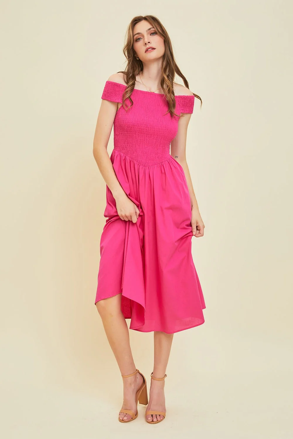 HEYSON Off-Shoulder Smocked Midi Dress - Image 4