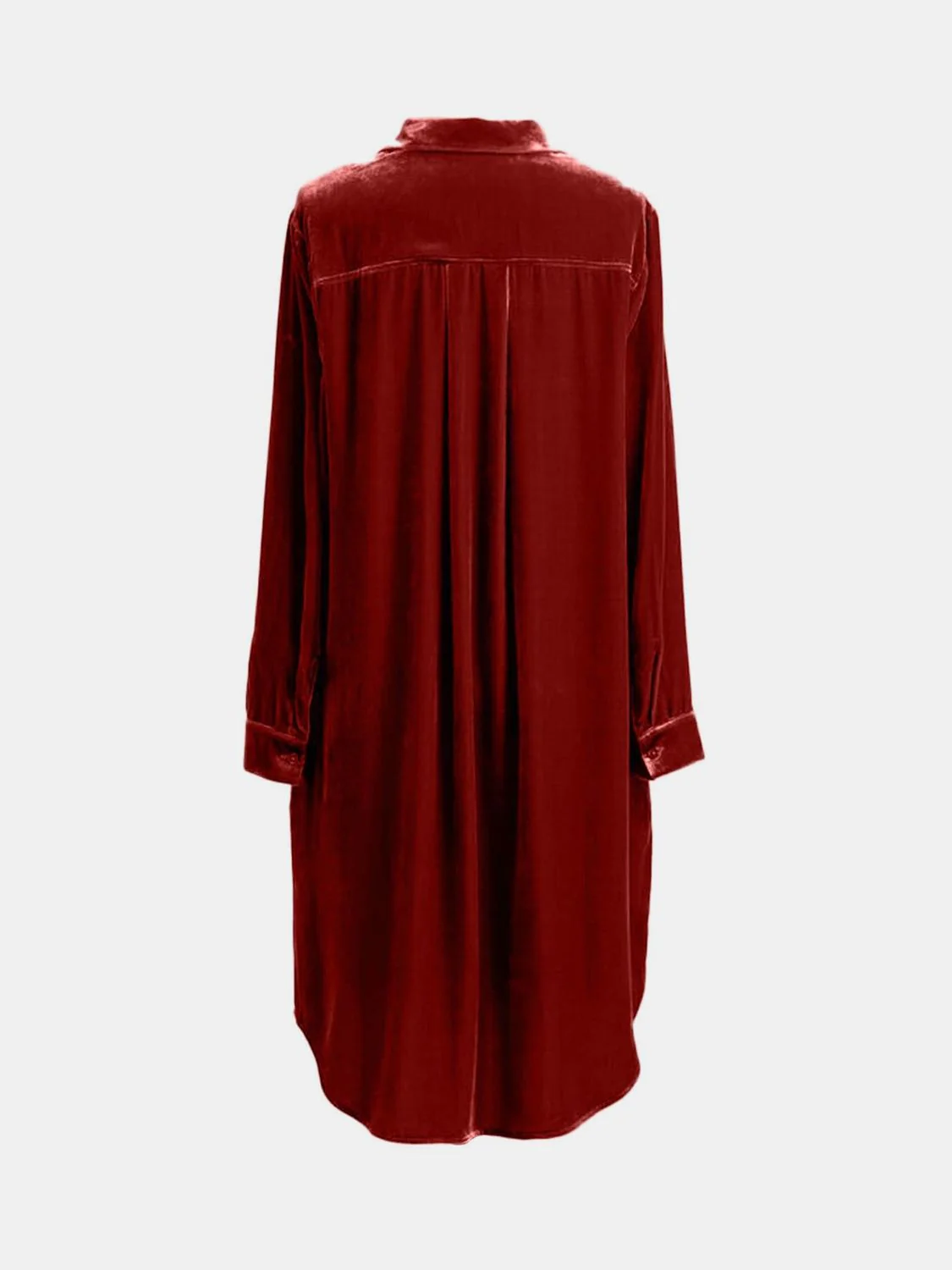 High-Low Button Up Long Sleeve Knee Length Dress - Image 12