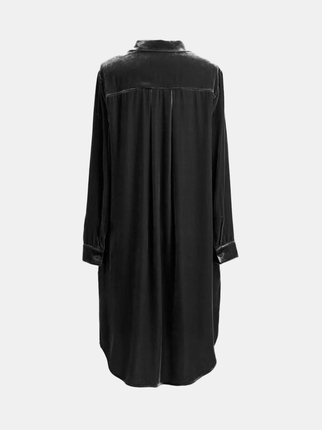 High-Low Button Up Long Sleeve Knee Length Dress - Image 4
