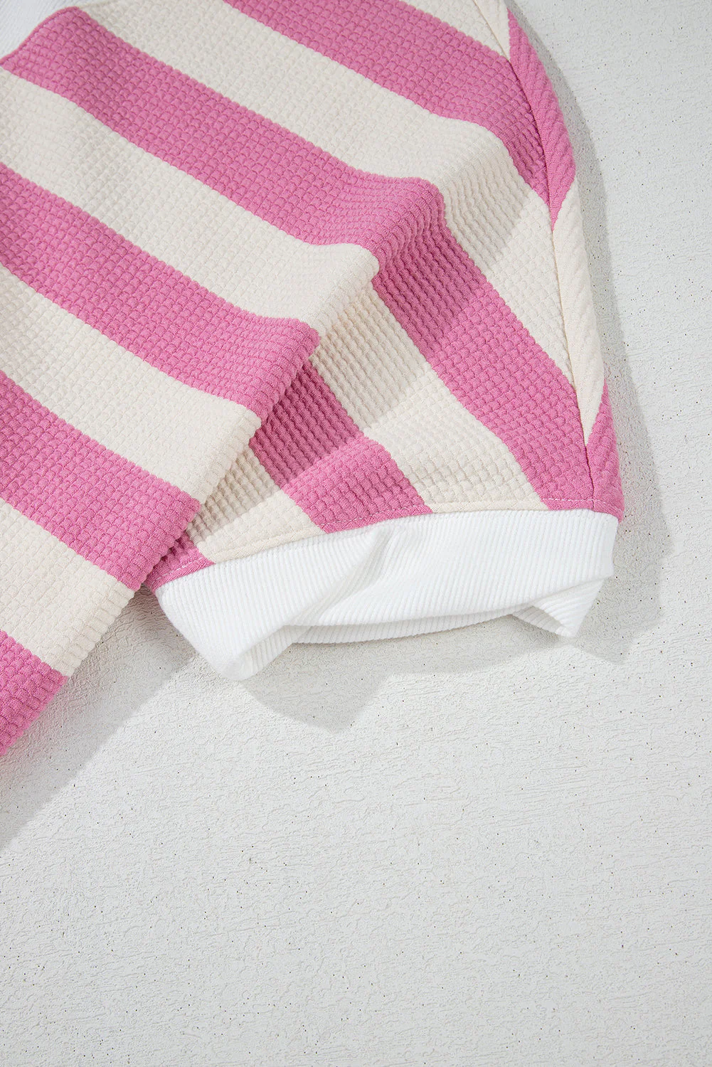 High-Low Striped Round Neck Short Sleeve T-Shirt - Image 9