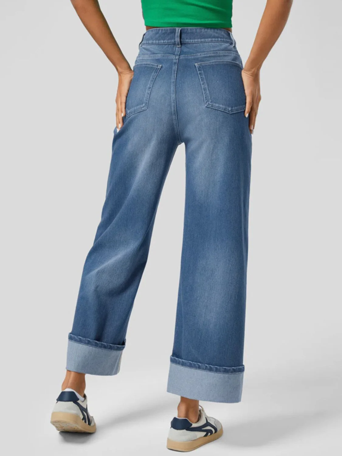 High Rise Rolled Straight Leg Jeans - Image 3