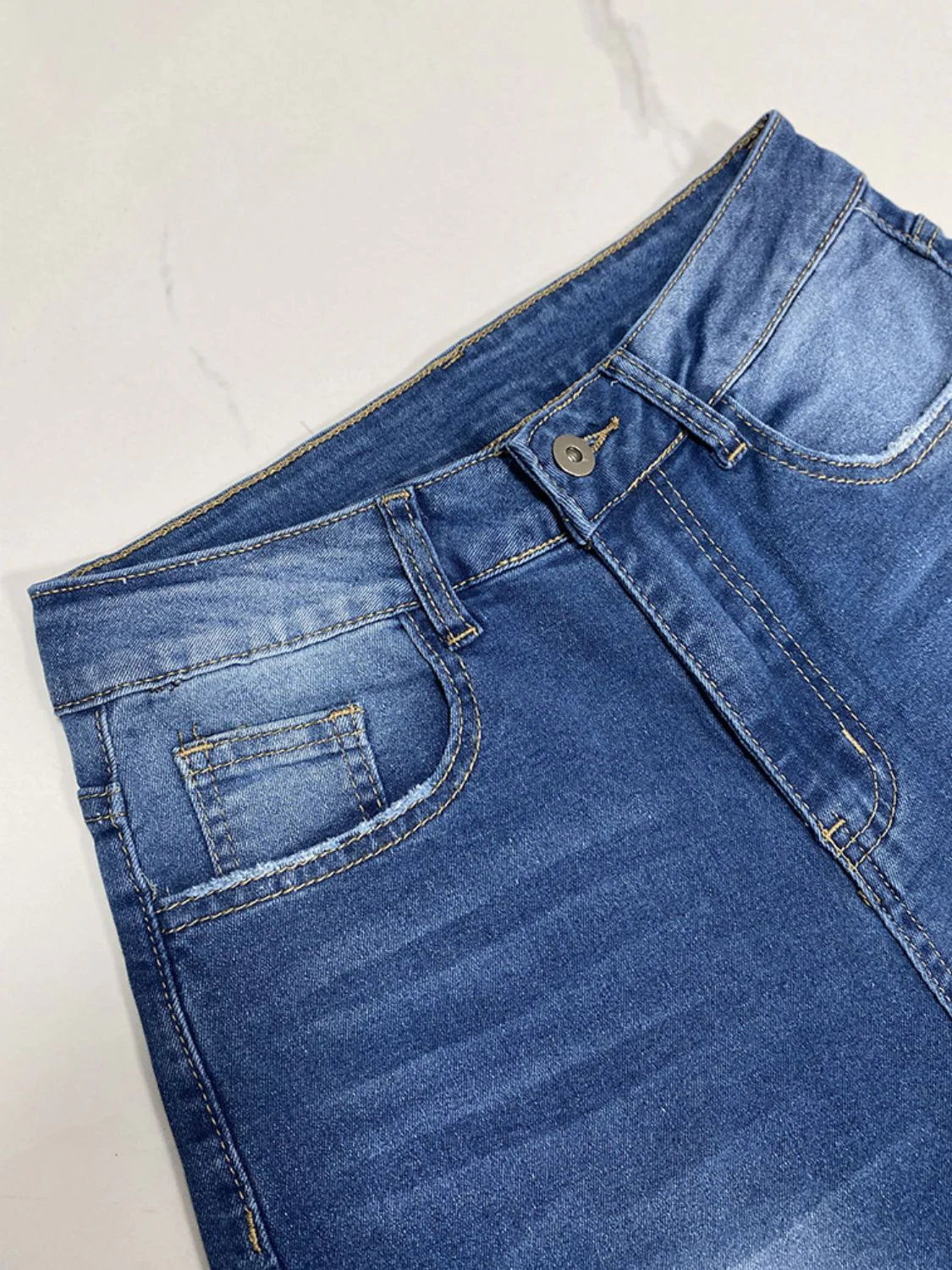 High Rise Rolled Straight Leg Jeans - Image 7