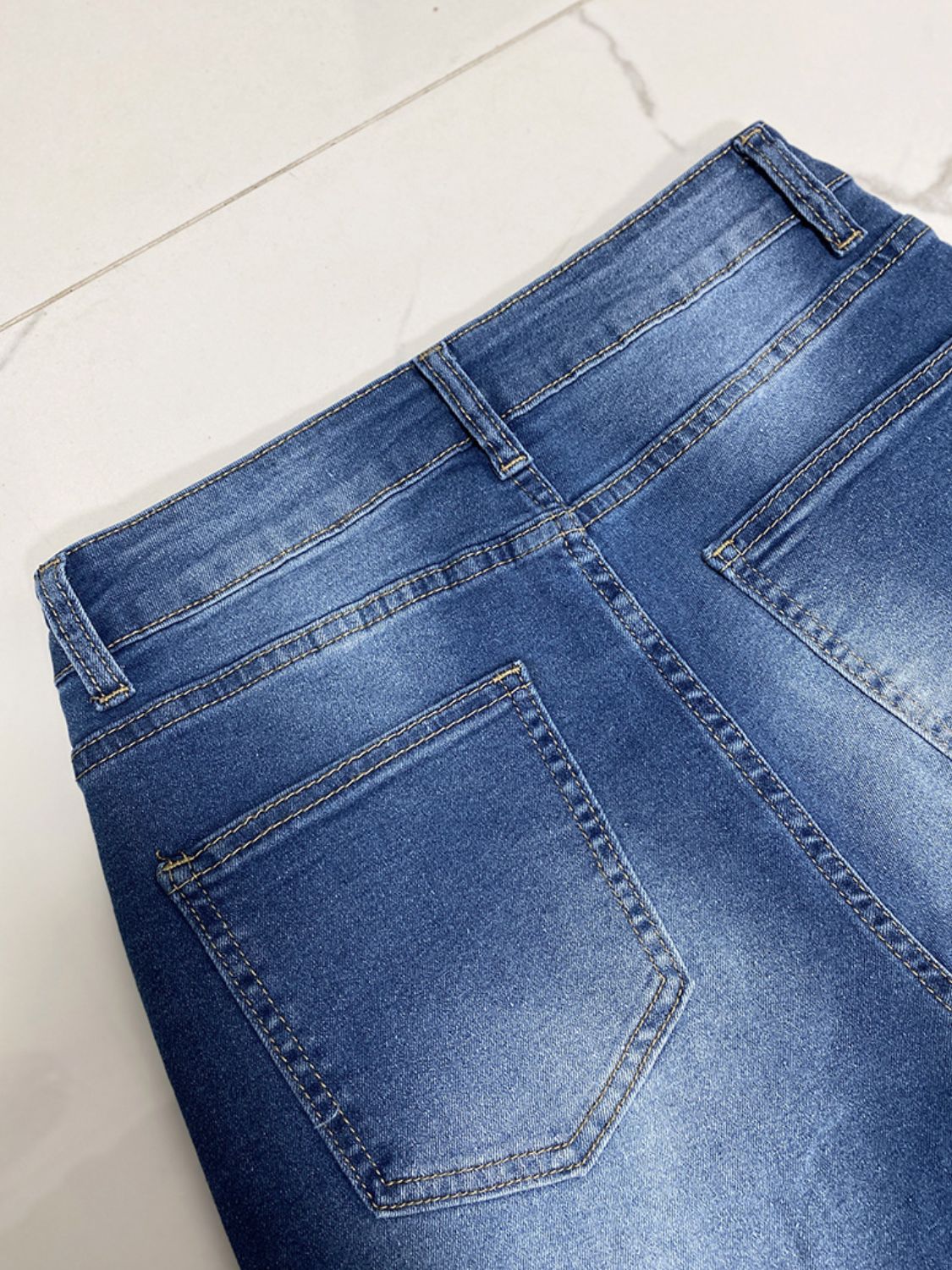 High Rise Rolled Straight Leg Jeans - Image 9