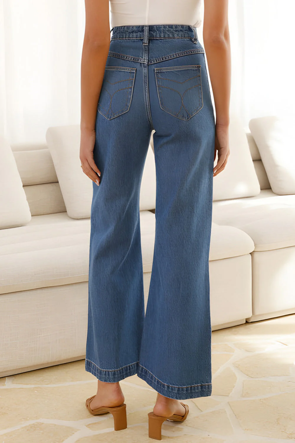 High Waist Bootcut Jeans with Pockets - Image 3