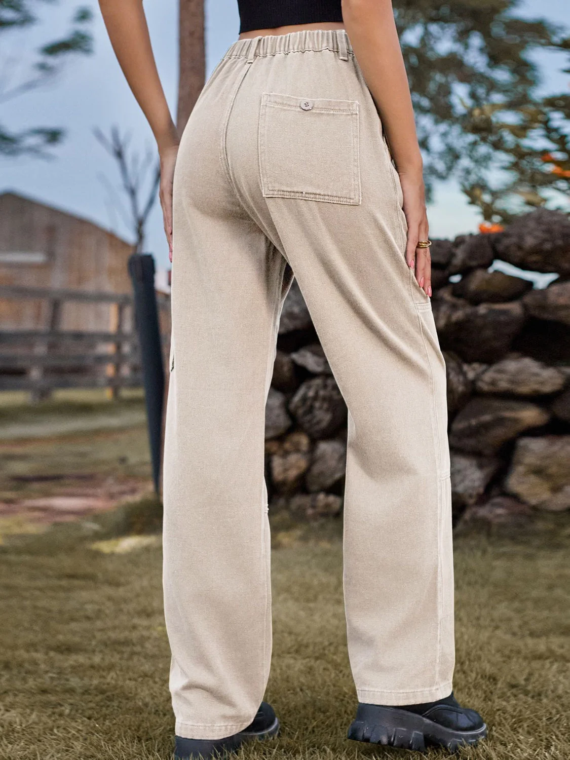 High Waist Cargo Straight Jeans - Image 2