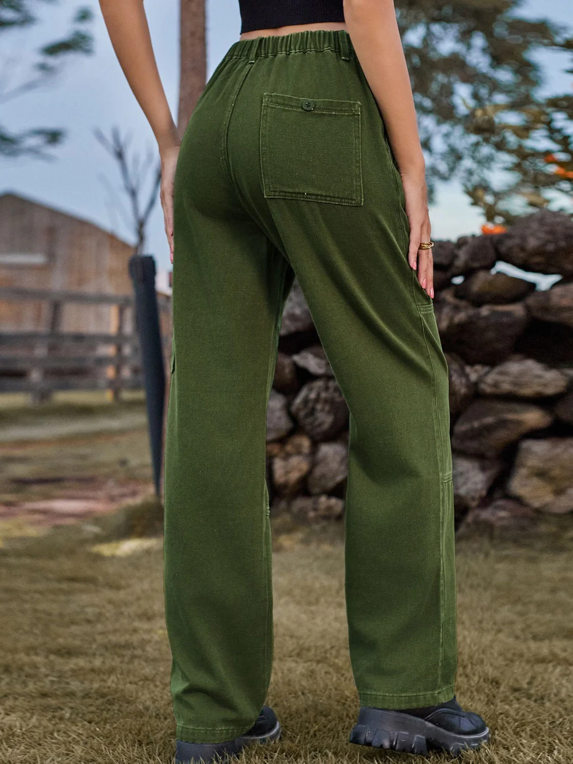 High Waist Cargo Straight Jeans - Image 6