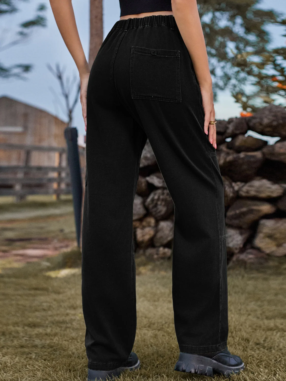 High Waist Cargo Straight Jeans - Image 9