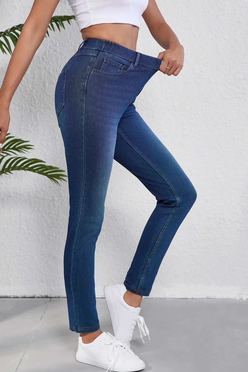 High Waist Skinny Jeans with Pockets - Image 2