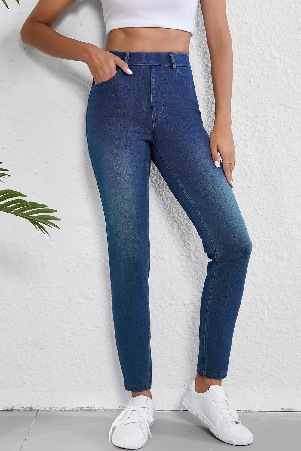 High Waist Skinny Jeans with Pockets - Image 3