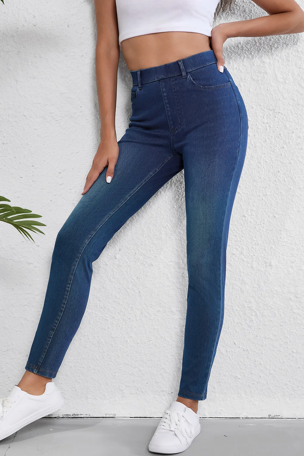 High Waist Skinny Jeans with Pockets - Image 4