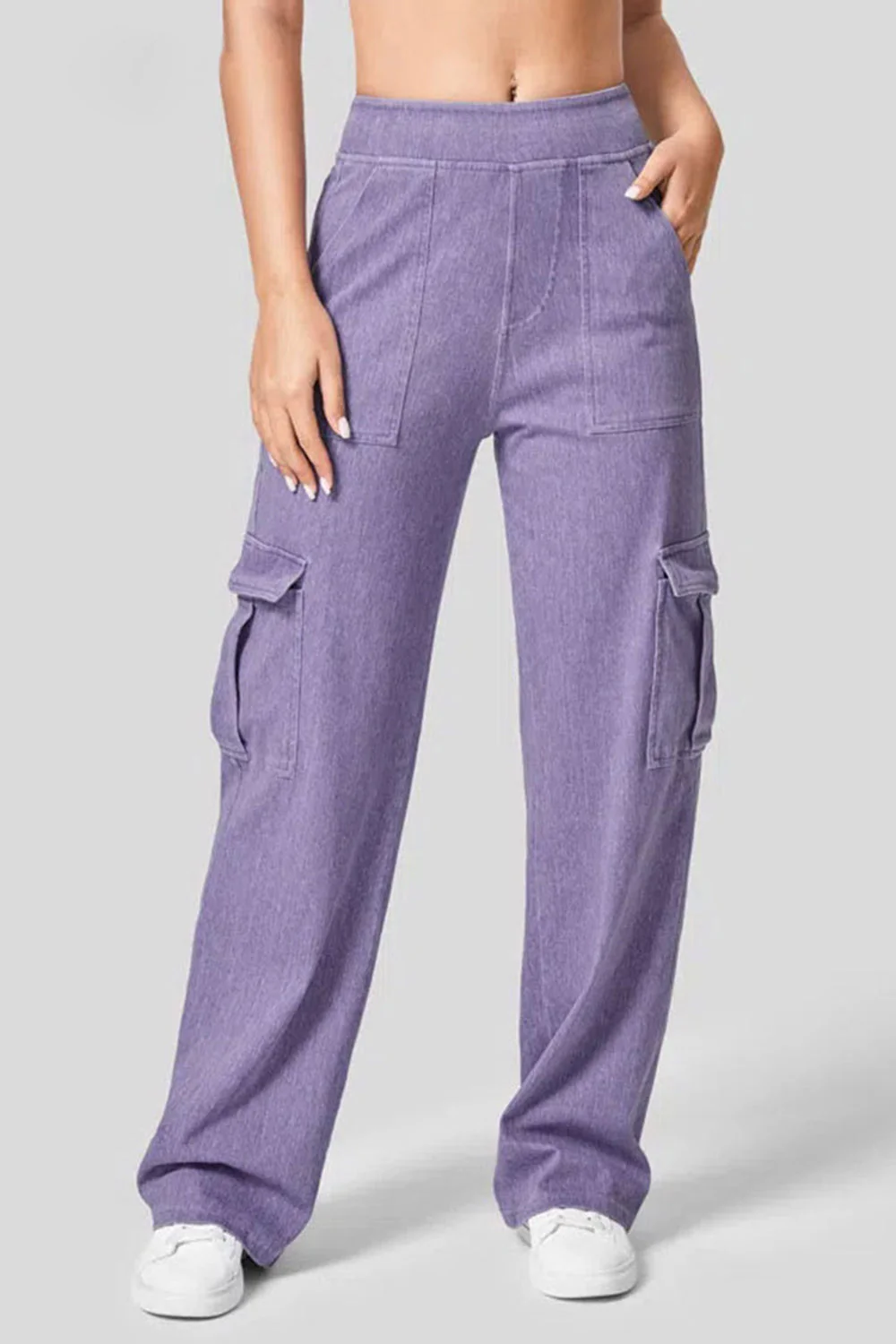 High Waist Straight Leg Cargo Jeans - Image 11