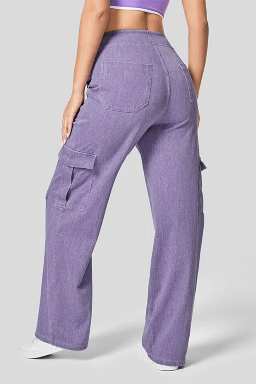 High Waist Straight Leg Cargo Jeans - Image 13