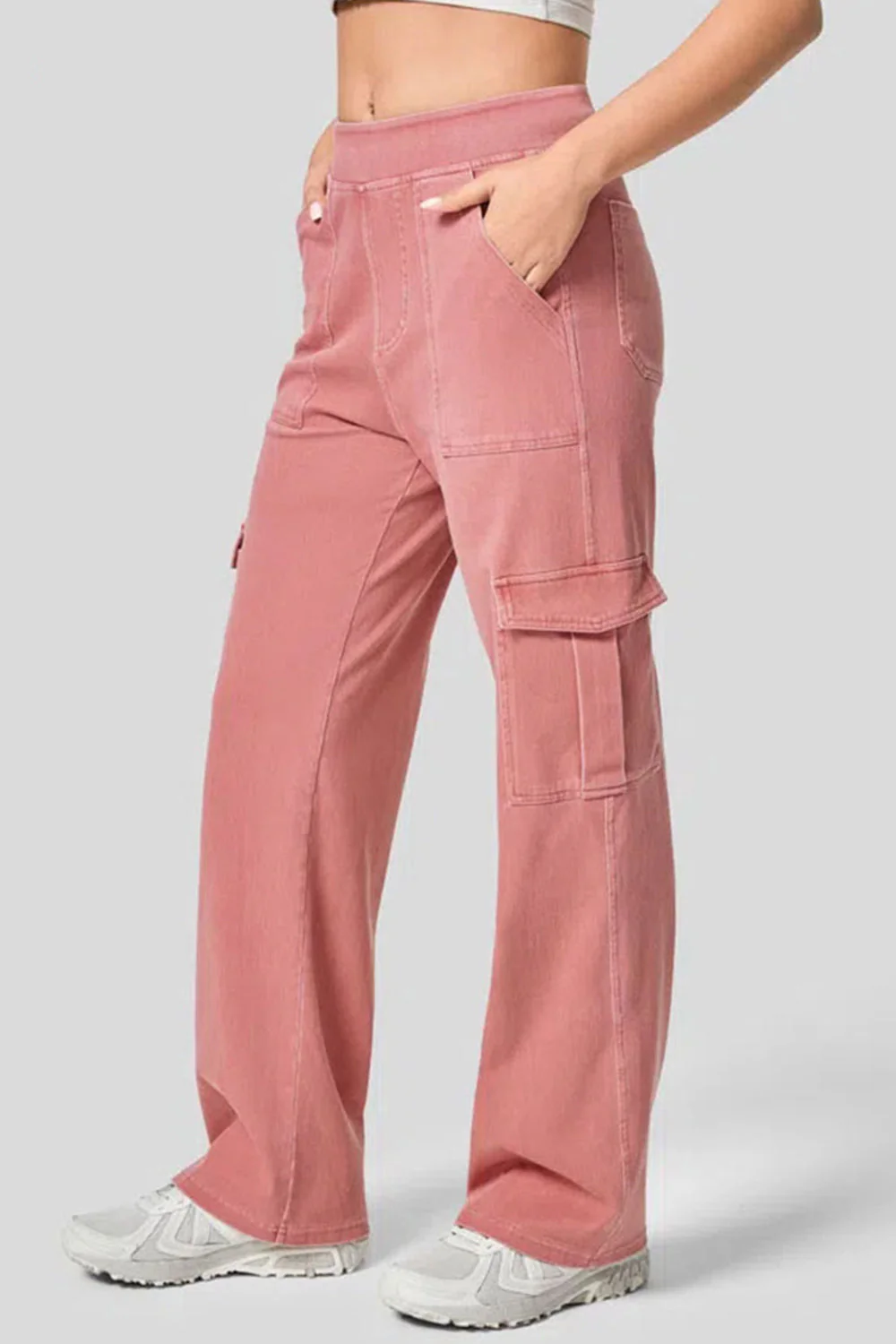 High Waist Straight Leg Cargo Jeans - Image 16