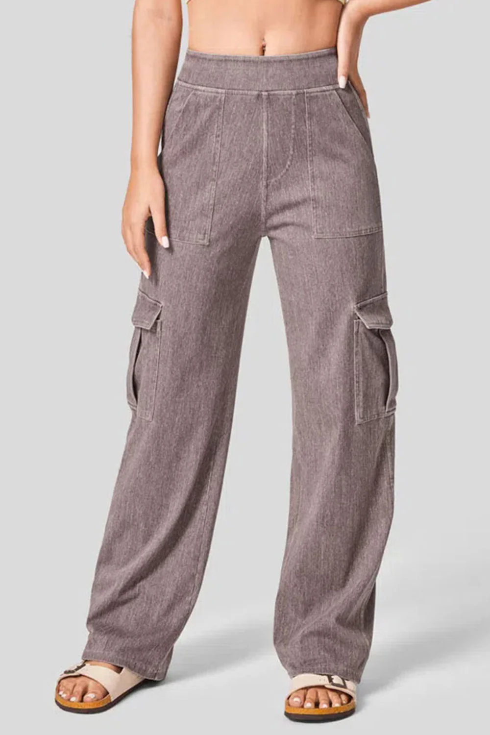 High Waist Straight Leg Cargo Jeans - Image 5