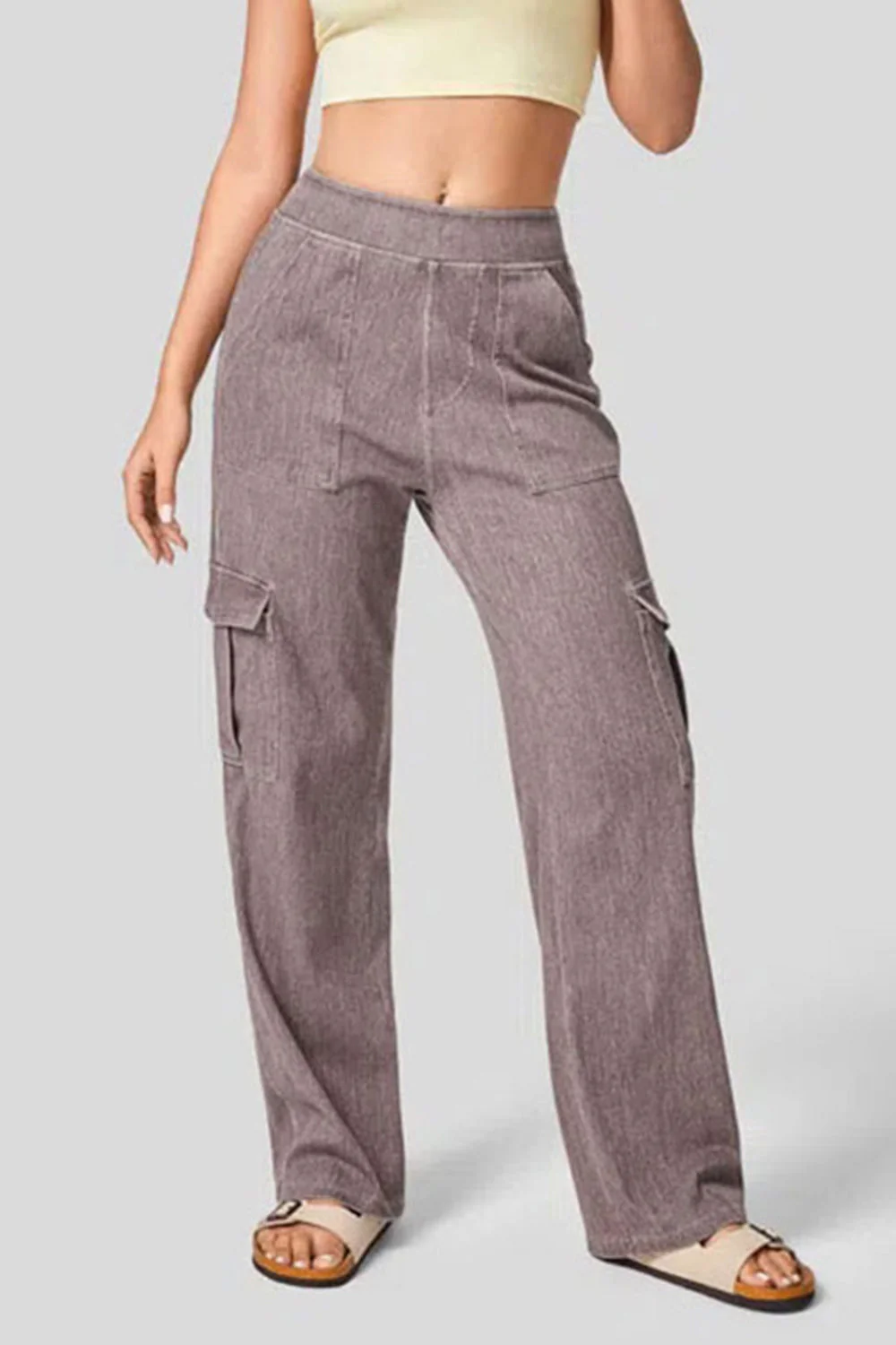 High Waist Straight Leg Cargo Jeans - Image 6