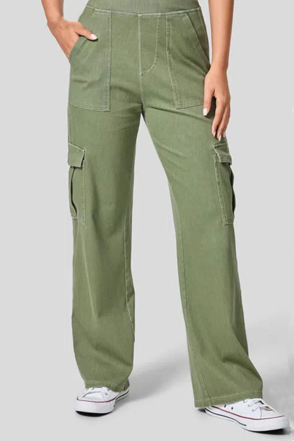 High Waist Straight Leg Cargo Jeans - Image 8