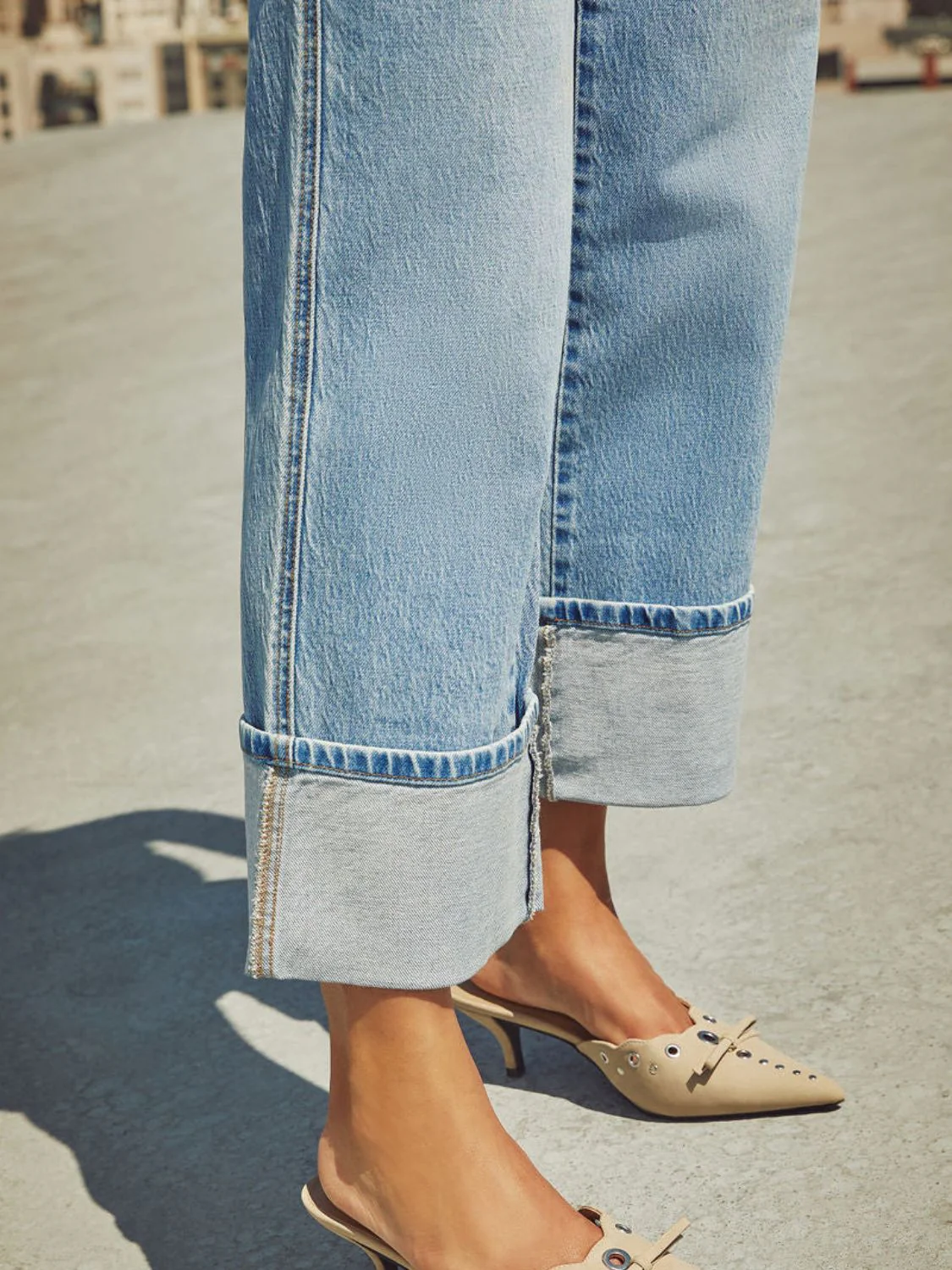 High Waisted Straight Leg Rolled Jeans - Image 17