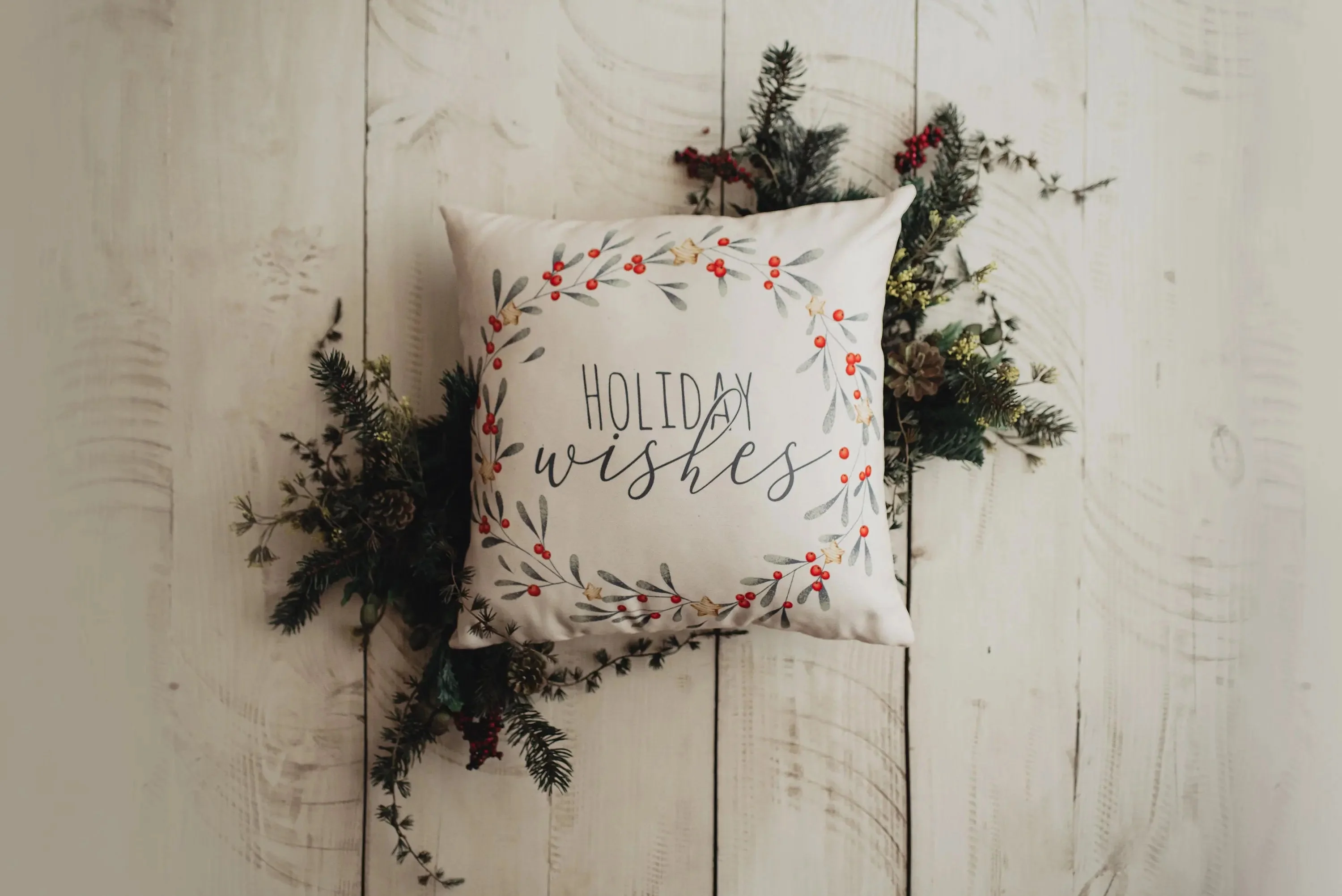 Holiday Wishes Throw Pillow Cover | Gift Ideas | Christmas Home Decor | Christmas Throw Pillows | Luxury Home Decor | Farmhouse Decor by UniikPillows - Image 4