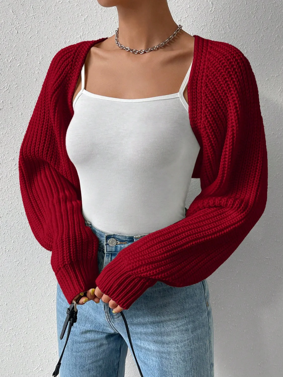 Honey Open Front Long Sleeve Cropped Cardigan - Image 15