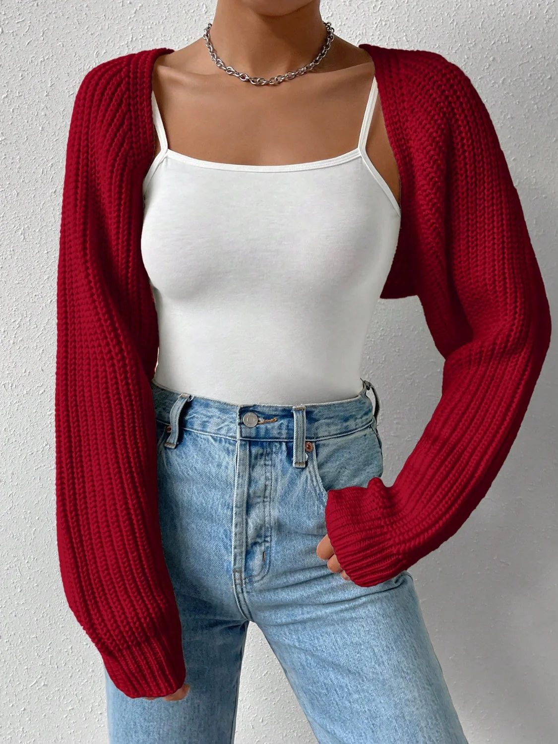 Honey Open Front Long Sleeve Cropped Cardigan - Image 17