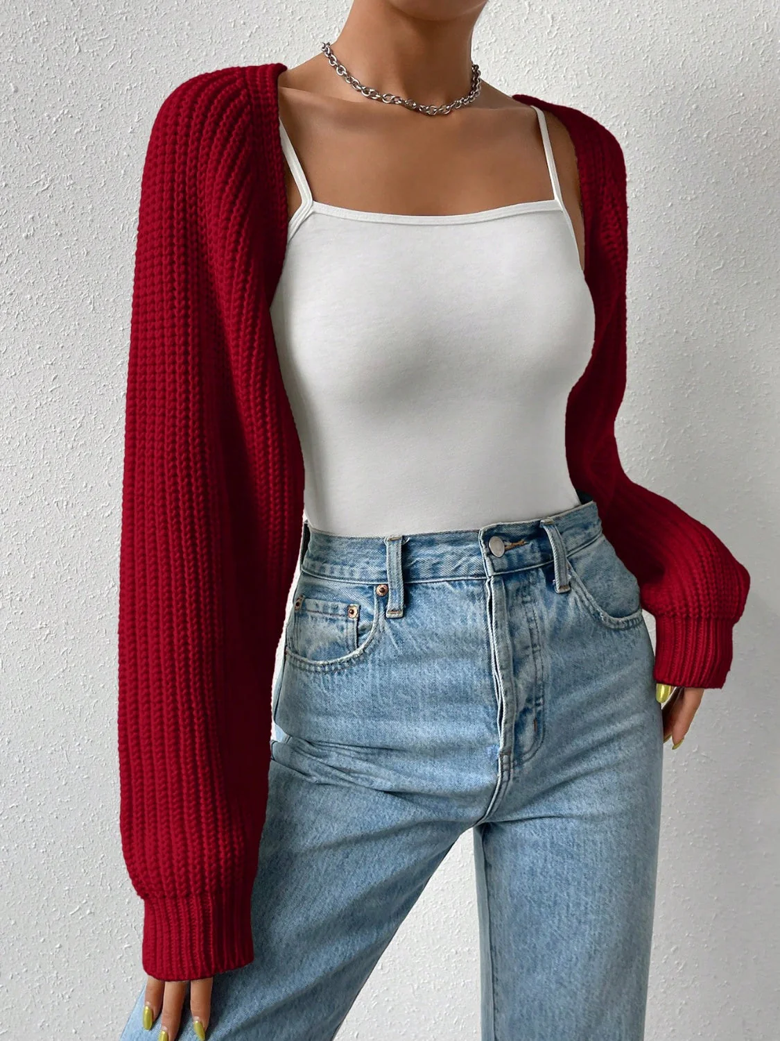 Honey Open Front Long Sleeve Cropped Cardigan - Image 19