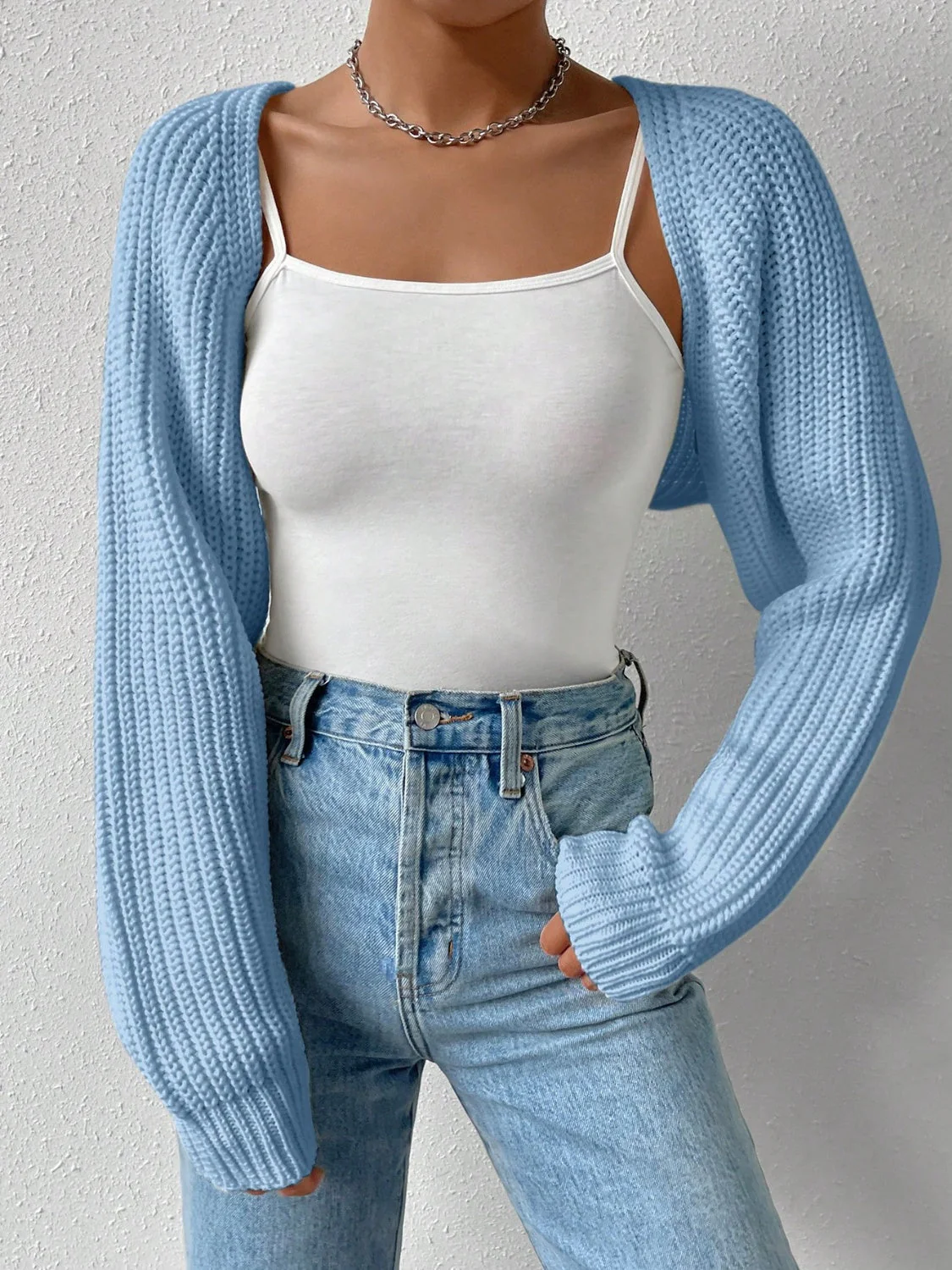 Honey Open Front Long Sleeve Cropped Cardigan - Image 6