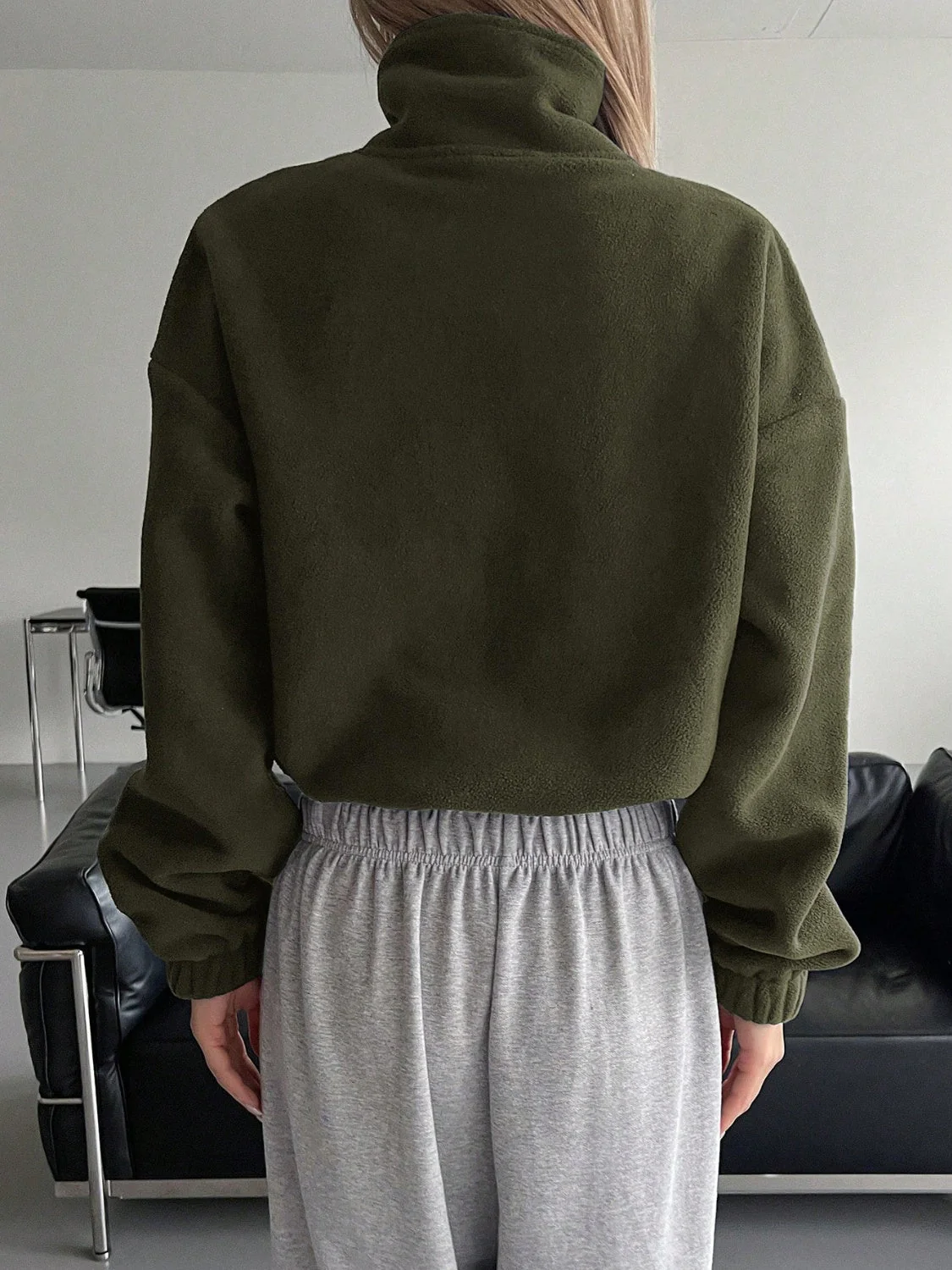 Honey Zip Up Long Sleeve Cropped Jacket - Image 2