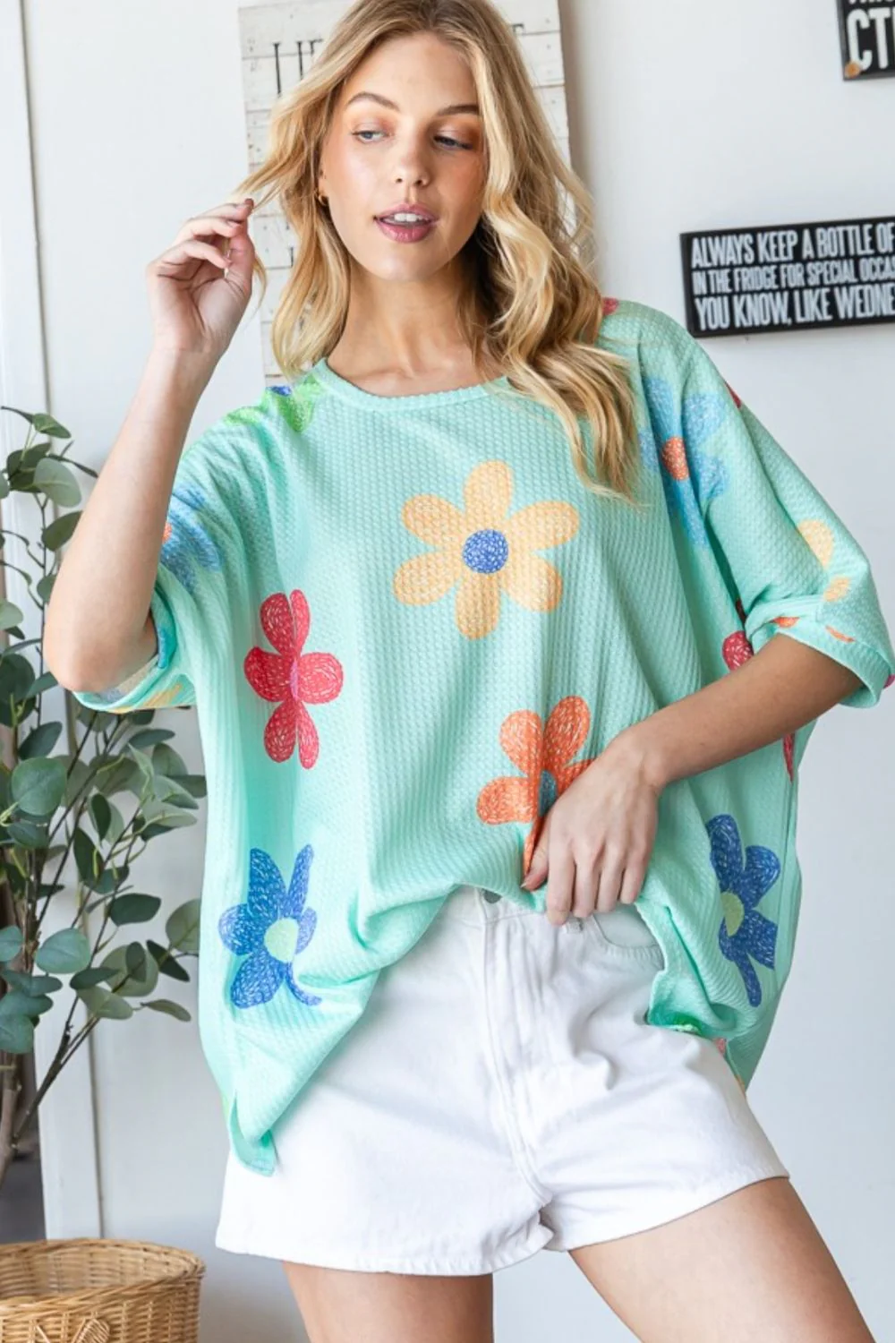 HOPELY Floral Waffle Oversize T-Shirt - Image 5