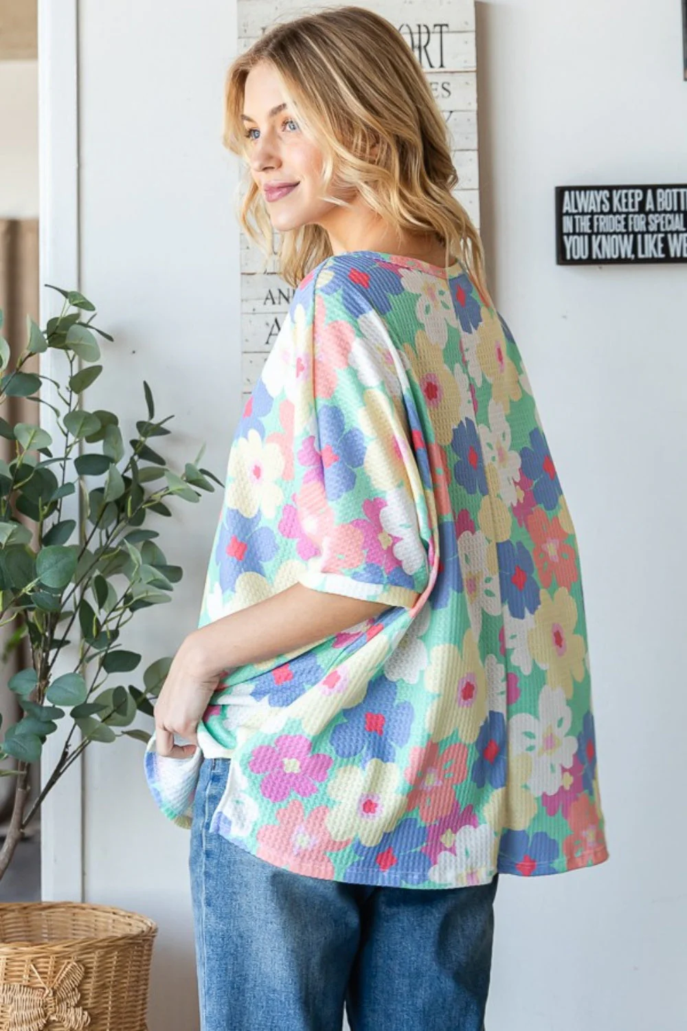 HOPELY Floral Waffle Oversized T-Shirt - Image 2