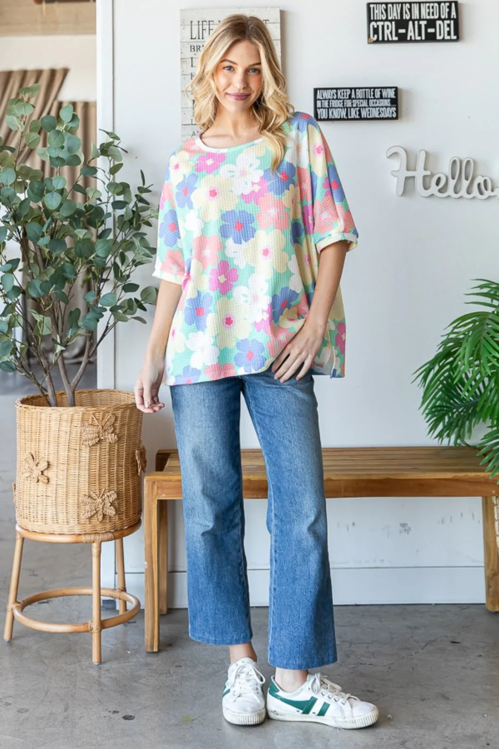 HOPELY Floral Waffle Oversized T-Shirt - Image 5