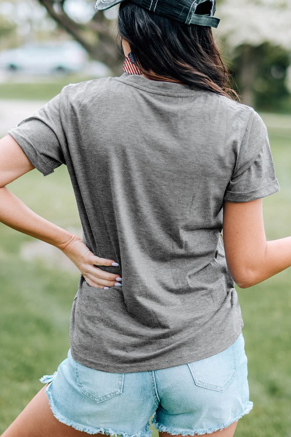 HOPPY Chenille Patch Round Neck Short Sleeve T-Shirt - Image 2