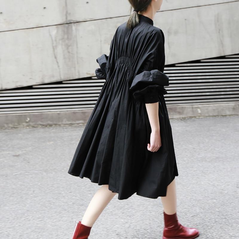 Hotaru Long Sleeve Pleated Shirt Dress - Black by Marigold Shadows - Image 2