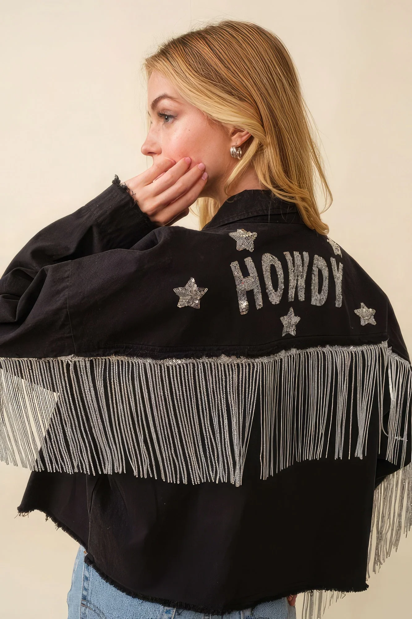 Howdy Sequin Fringe And Star Patches Jacket - Image 4