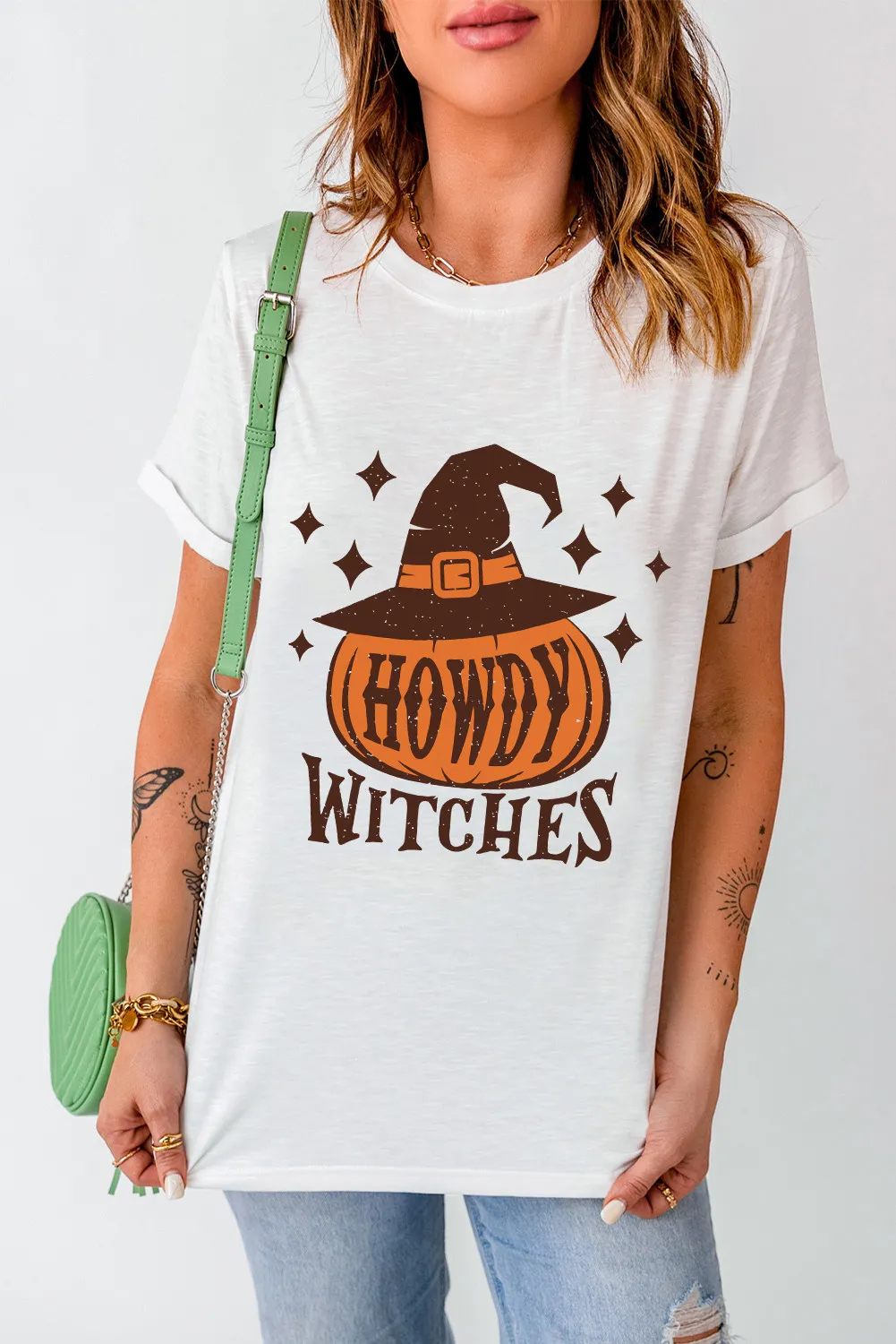 HOWDY WITCHES Round Neck Short Sleeve T-Shirt - Image 2
