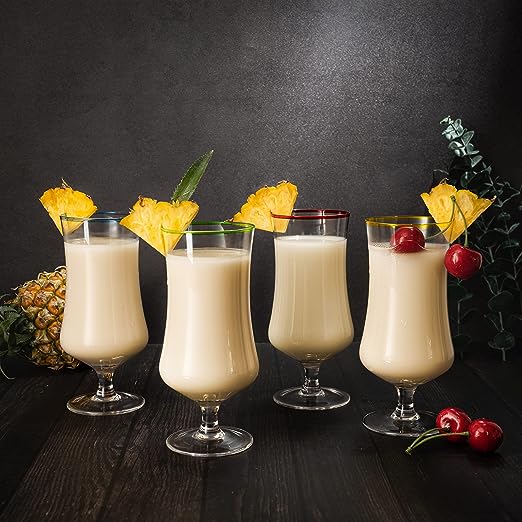 Hurricane Glasses, Large 17oz Pina Colada, Set of 4 Tropical Cocktail Tall Stemmed Crystal Glassware, Poco Grande Cups, Tulip Shaped for Bar Drinks, Daiquiri, Juice, Bloody Mary, Mai Tai, Cocktails by The Wine Savant - Image 2
