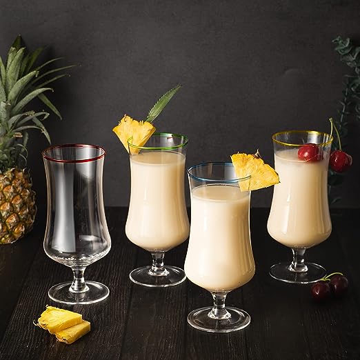 Hurricane Glasses, Large 17oz Pina Colada, Set of 4 Tropical Cocktail Tall Stemmed Crystal Glassware, Poco Grande Cups, Tulip Shaped for Bar Drinks, Daiquiri, Juice, Bloody Mary, Mai Tai, Cocktails by The Wine Savant - Image 3