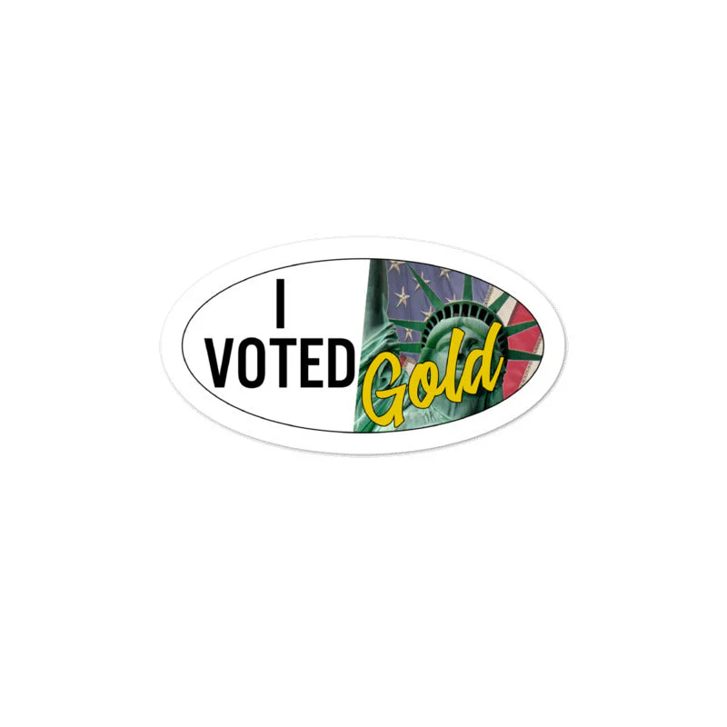 I Voted Gold - Vote Stickers 1 x 2 Ovals (Quantity 8) by Proud Libertarian - Image 2