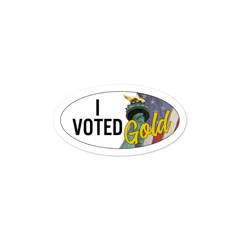 I Voted Gold - Vote Stickers 1 x 2 Ovals (Quantity 8) by Proud Libertarian - Image 3