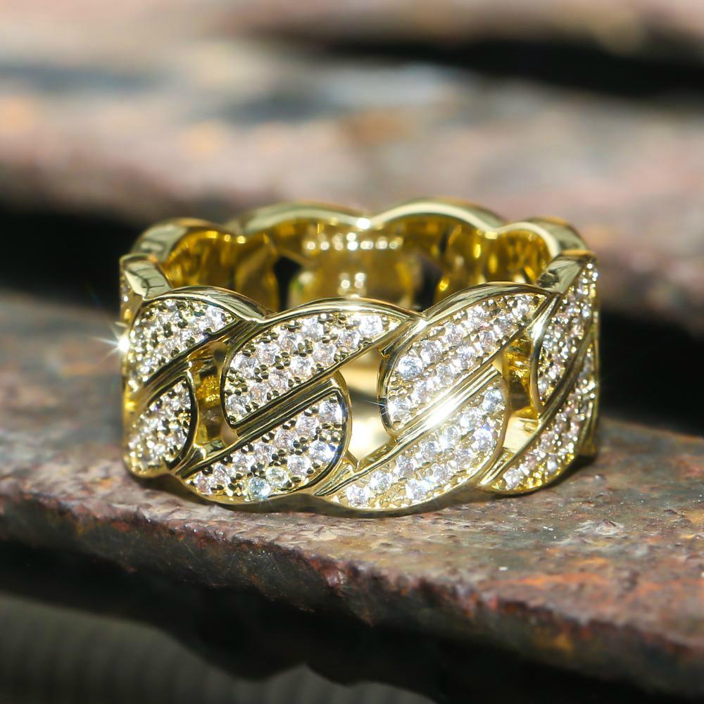 Iced Out Diamond Cuban Link Ring Gold Plated by Bling Proud | Urban Jewelry Online Store - Image 2