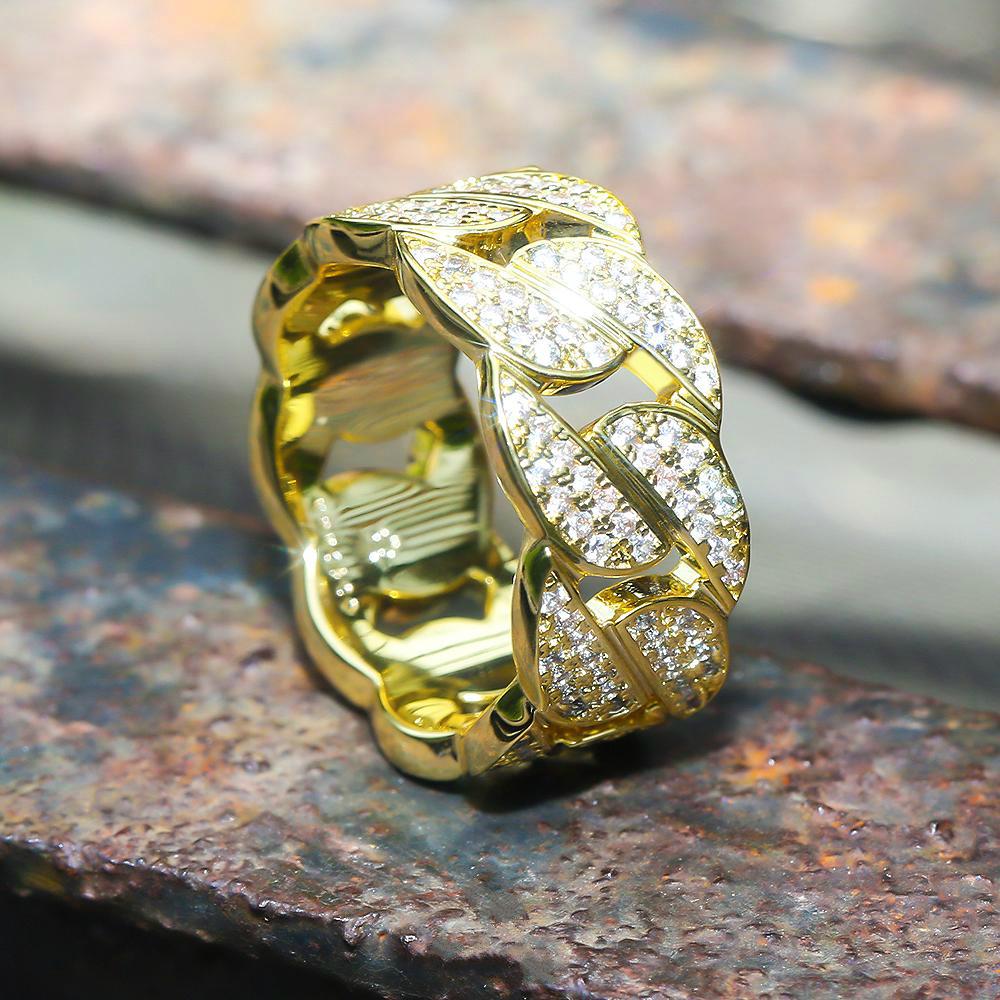 Iced Out Diamond Cuban Link Ring Gold Plated by Bling Proud | Urban Jewelry Online Store - Image 3
