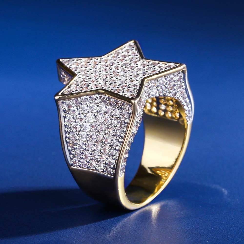 Iced Out Diamond Star Ring 14K Gold Plated by Bling Proud | Urban Jewelry Online Store - Image 2