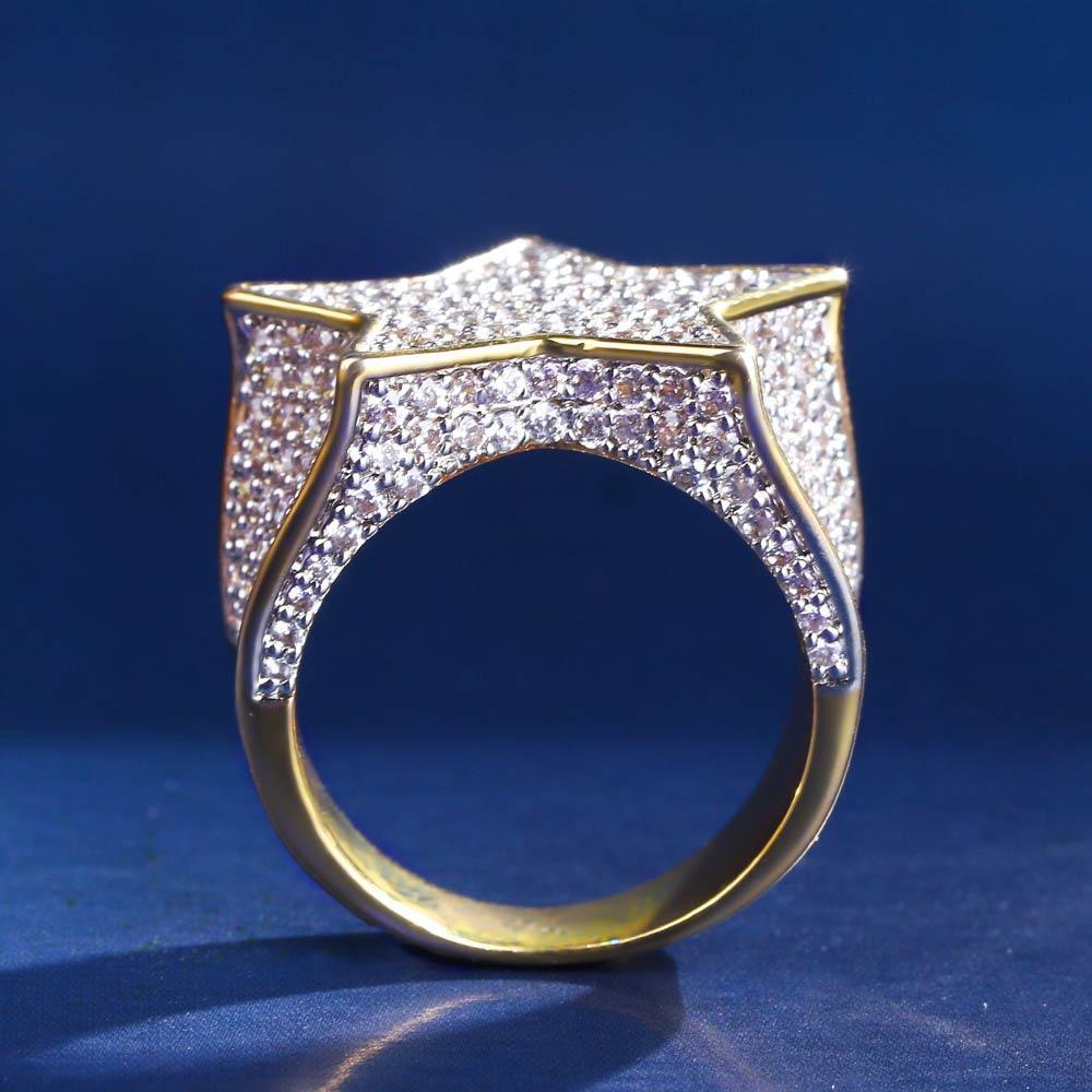 Iced Out Diamond Star Ring 14K Gold Plated by Bling Proud | Urban Jewelry Online Store - Image 3